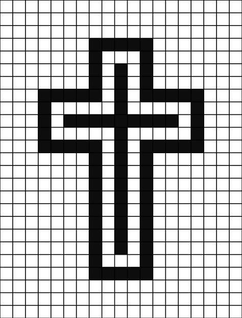 Drawing Ideas Minecraft, Cross Perler Bead Patterns, Christian Pixel Art, Cross Pixel Art, Christianity Symbols, Fairy Pixel Art, Pixel Art Grid Easy, Grid Paper Art, Pixel Art Pattern Easy