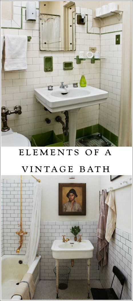 Vintage Bathroom Inspiration, Vintage Vanities, 1920s Bathroom, House Upstairs, Yard Oasis, Bathrooms Inspiration, Cove Molding, Subway Tiles Bathroom, Bad Inspiration