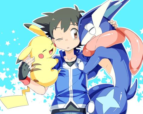 Ash, Greninja and Pikachu. Sawyer Pokemon, Satoshi Pokemon, Pokemon Xyz, Ash Pikachu, Best Pokemon, Pokemon Kalos, Powerful Pokemon, Mega Pokemon, Pokemon People