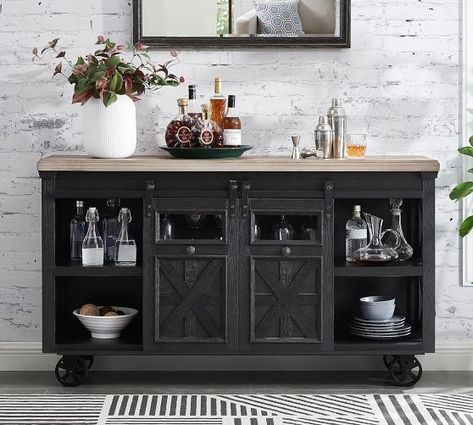 Bar Cart Bar Carts & Bar Cabinets | Pottery Barn Pottery Barn Bar, Elegant Bar Cart, Info Desk, Barn Bar, Home Bar Sets, Side Shelves, Stemware Rack, Outdoor Cushion Covers, Home Bar Furniture