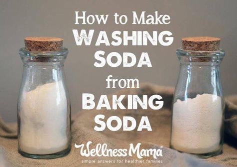 How to make washing soda from baking soda Homemade Toilet Cleaner, Clean Baking Pans, Baking Soda Benefits, Wellness Mama, Washing Soda, Glass Cooktop, Natural Cleaning, Natural Cleaners, Cleaning Recipes