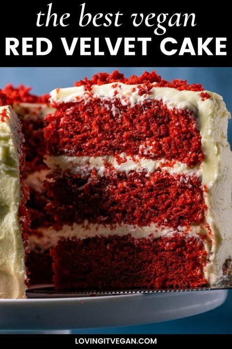 Vegan Red Velvet Cake, Vegan Red Velvet Cupcakes, Vegan Red Velvet, Lemon Buttercream Frosting, Napkin Wedding, Vegan Birthday Cake, Vegan Frosting, Red Velvet Cake Recipe, Velvet Cake Recipes