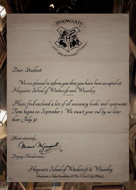 Hogwarts Welcome letter Harry Potter Acceptance Letter, Harry Potter Letter, Welcome Letter, Hogwarts Letter, Dear Students, Acceptance Letter, Welcome Letters, Hogwarts School, Harry Potter Hogwarts