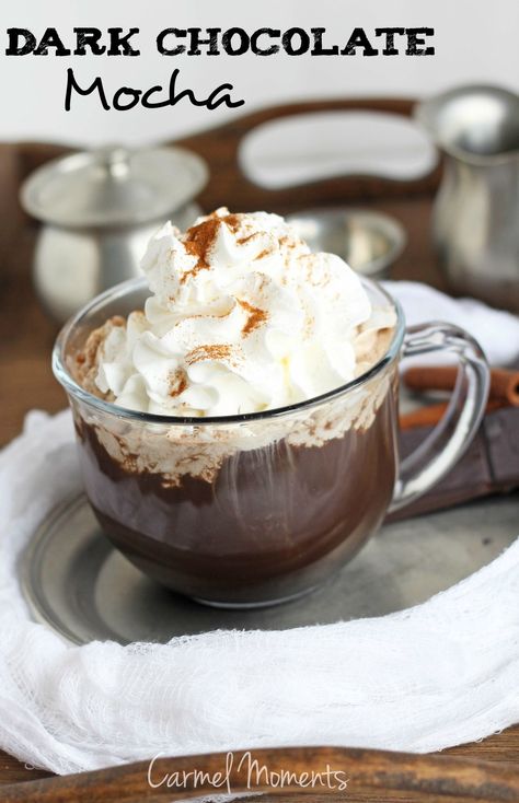 Dark Chocolate Mocha Dark Chocolate Mocha, Mocha Recipe, Mocha Chocolate, Chocolate Mocha, Hot Chocolate Recipes, Pumpkin Cookies, Coffee Creamer, Chocolate Coffee, Easy Food To Make