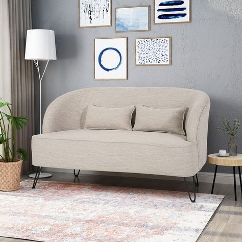 Nilton Modern Fabric Loveseat by Christopher Knight Home - Bed Bath & Beyond - 27865256 Pink Loveseat, Ruang Tv, Furnitur Ruang Keluarga, Sofa L, Sofa Pillows Arrangement, Modern Loveseat, Stylish Sofa, Christopher Knight, Boho Chic Furniture