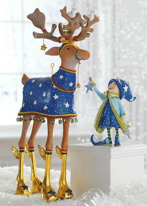 Whimsical and fun, the Patience Brewster Comet's Star Dash Away Elf Character is the perfect piece to delight your guests this holiday season. Patience Brewster Reindeer, Patience Brewster Ornaments, Star Elf, Patience Brewster Christmas, Patience Brewster Krinkles, Christmas In Blue, Nativity Scene Display, Patience Brewster, Elf Characters