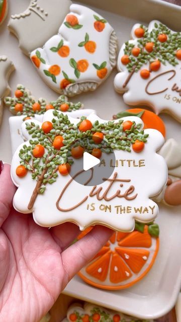 A Little Cutie Is On The Way Cookies, Cutie Party, Cookies Summer, Summer Baby Shower Themes, Royal Icing Sugar, Cookie Making, Cookie Videos, Baking Tutorial, Cookie Tutorials