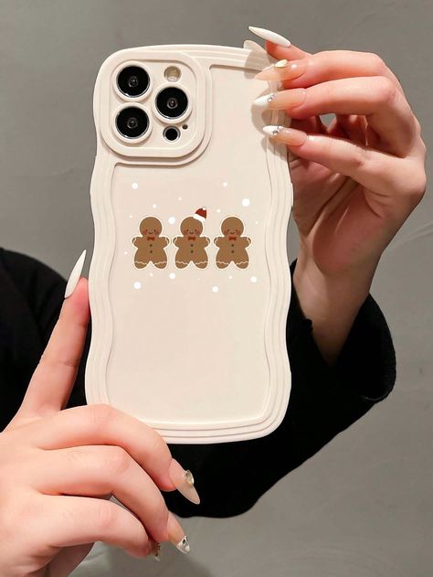 White  Collar  TPU  Phone Cases Embellished   Cases Christmas Phone Cases Diy, Cute Phone Cases For Red Iphone, Christmas Phone Case Ideas, Phone Cases Christmas, Winter Phone Case, Autumn Phone Case, Christmas Phone Case, Christmas Gingerbread Men, Iphone Layout