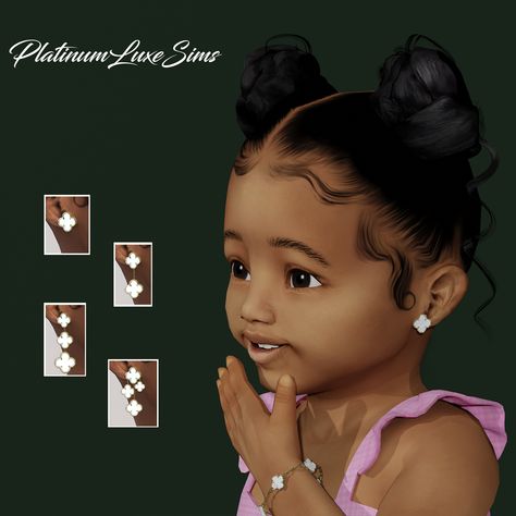 Luxe Clover Earrings - Todd... - Create a Sim - The Sims 4 - CurseForge Free Sims 4 Infant Cc, Ts4 Bonnet Cc, Sims 4 Tolder Cc Hair, Sims 4 Cc Infant Jewelry, Sims 4 Cc Bonnets Patreon, Infant Accessories Sims 4, Sims 4 Grillz Cc, Van Cleef Sims 4, Sims 4 Kids Accessories Cc