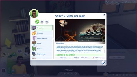 Mod The Sims: Filmmaker Career by kittyblue • Sims 4 Downloads Sims 4 Career Mods, Sims 4 Jobs, Firefighter Workout, Cc Patreon, Sims 4 Traits, Sims 4 Game Mods, Sims 4 Gameplay, Sims 4 Downloads, Sims 4 Update