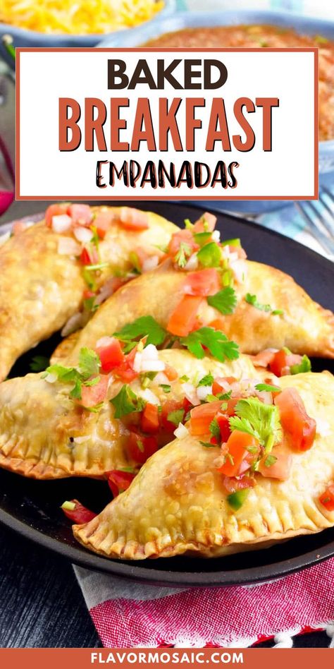 These baked breakfast empanadas are filled with your favorite breakfast foods. With just a handful of ingredients and 40 minutes of your time, you can whip this empanada recipe that will leave your family begging for more. And trust me; they will be begging. Click through to the blog for step by step directions! Breakfast Empanadas, Easy Empanadas Recipe, Easy Breakfast Smoothies, Baked Breakfast, Eggs And Cheese, Savory Breakfast Recipes, Healthy Mexican Recipes, Empanada Recipe, Favorite Breakfast Recipes