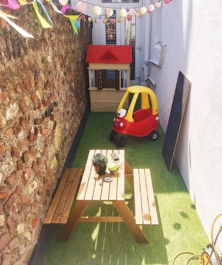 Garden Alleyway Ideas, Narrow Side Of House Ideas, Side Garden Design, Alleyway Garden, Side Yards Ideas Narrow, Side Return Garden Ideas, Side Return Garden, Dream Garden Vegetable, Toddler Outdoor Play Area