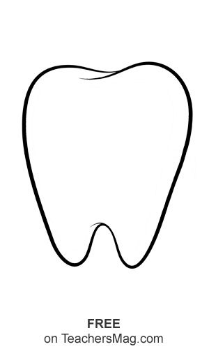 Free Preschool Coloring Page Tooth Coloring Page, Dentist Art Preschool, Teeth Coloring Page, Tooth Template, Tooth Preschool, Dental Health Preschool Crafts, Tooth Outline, Health Printables, Tooth Picture