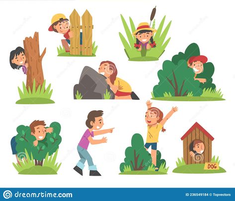 Bush Vector, Innocent Drinks, Happy Boy, Story Board, Hide And Seek, Kid Character, Boy And Girl, Animal Theme, Cartoon Kids