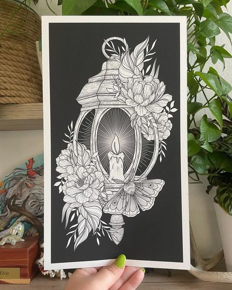 Lantern Moth Tattoo, Lantern And Moth Tattoo, Moth Lantern Tattoo, Lantern Tattoos, Lanterns With Flowers, Plant Tattoos, Art Nouveau Tattoo, Awesome Drawings, Lantern Tattoo