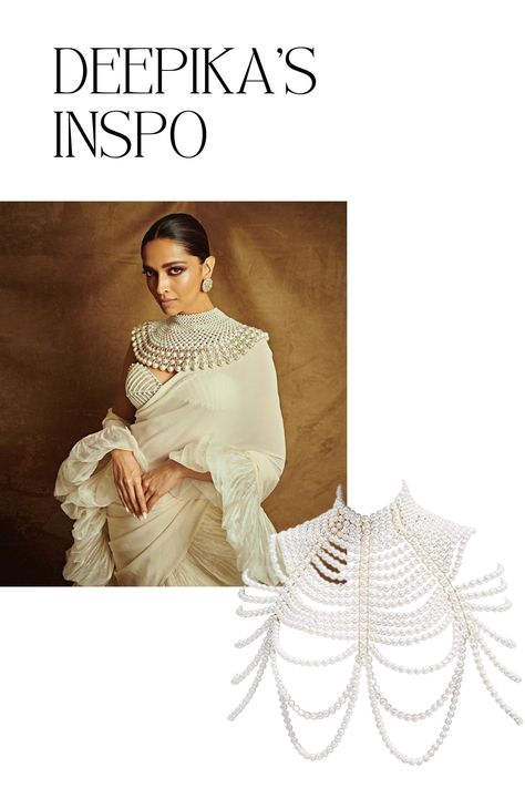 Discover the timeless elegance of Deepika Padukone's pearl saree cape, a stunning Bollywood fashion statement that combines traditional charm with contemporary style. Explore this exquisite pearl-adorned cape draped over a classic saree, an embodiment of grace and sophistication. Get inspired by Deepika's red carpet look and find your own pearl saree cape style for any special occasion. Shop now for the latest trends in celebrity fashion and make heads turn at your next event! Deepika Pearl Cape, Pearl Cape Saree, Saree Cape, Saree With Cape, Pearl Saree, Pearl Cape, Classic Saree, Insta Reels, Red Carpet Look