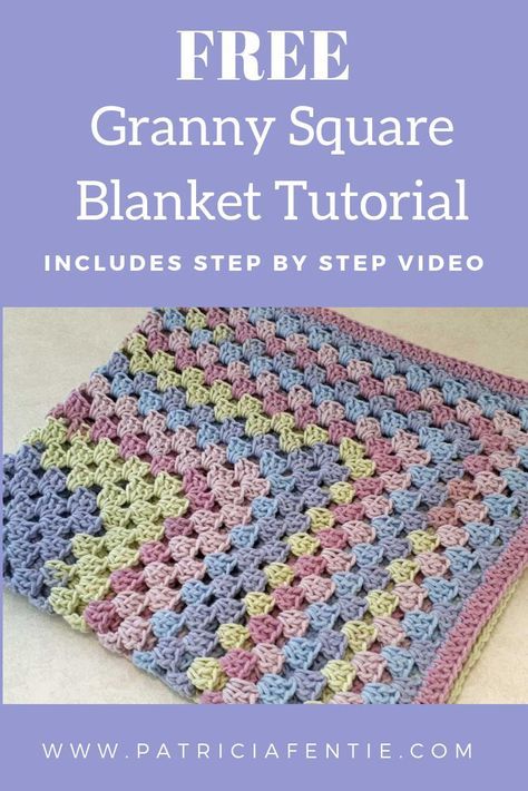 Continuous Granny Square Blanket, Granny Square Blanket Tutorial, Granny Square Häkelanleitung, Motifs Granny Square, Crochet Baby Blanket Free Pattern, Granny Square Crochet Patterns Free, Granny Square Pattern, Crochet Blanket Pattern Easy, Easy Crochet Baby Blanket