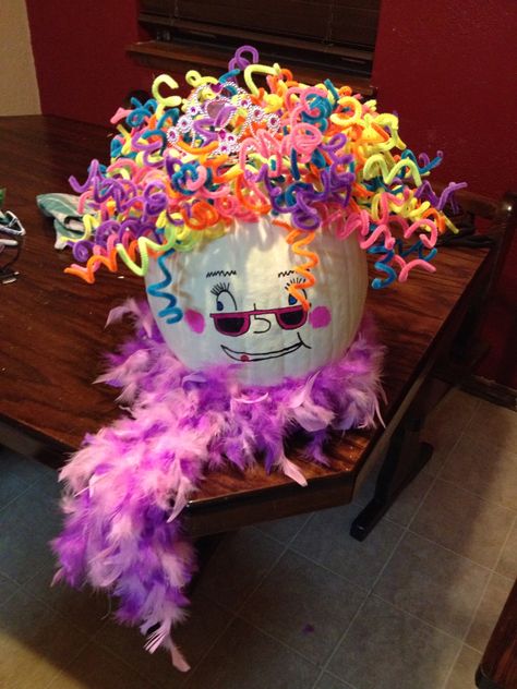 Fancy Nancy decorated pumpkin! Such a fun project with my daughter! Fancy Nancy Pumpkin, Barbie Pumpkin Decorating, Barbie Pumpkin, Decorating Pumpkins Without Carving, Book Character Pumpkins, Pumpkin Decorating Kits, Decorated Pumpkin, Pumpkin Inspiration, Creative Pumpkin Painting