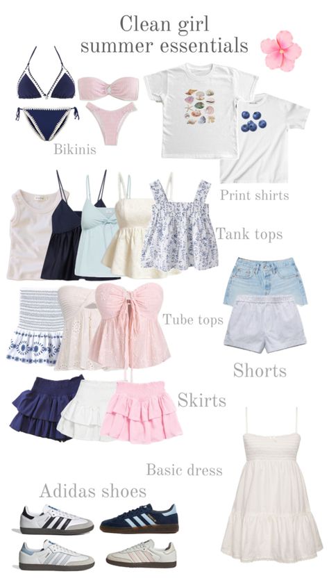 Clean girl clothes summer outfit outfits idea ideas Aussie Summer, Cute Clothing Stores, Preppy Summer Outfits, Casual Preppy Outfits, Outfit Inspo Casual, Trendy Outfits For Teens, Cute Preppy Outfits, Trendy Summer Outfits, Simple Trendy Outfits