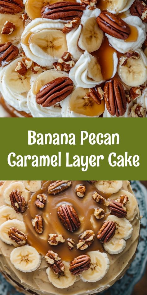 Baking the Anana Pecan Caramel Layer Cake filled my kitchen with warmth and sweet aromas. My family gathered around, laughter mingling with the scent of ripe bananas and caramel. It was a joyful way to celebrate a cozy weekend together, creating lasting memories. Caramel Pecan Cake Filling, Caramel Banana Pecan Cake, Pecan Cake Filling, Banana Pecan Caramel Layer Cake, Caramel Pecan Cake, Caramel Layer Cake, Layer Cake Filling, Cozy Weekend, Creamy Garlic Sauce