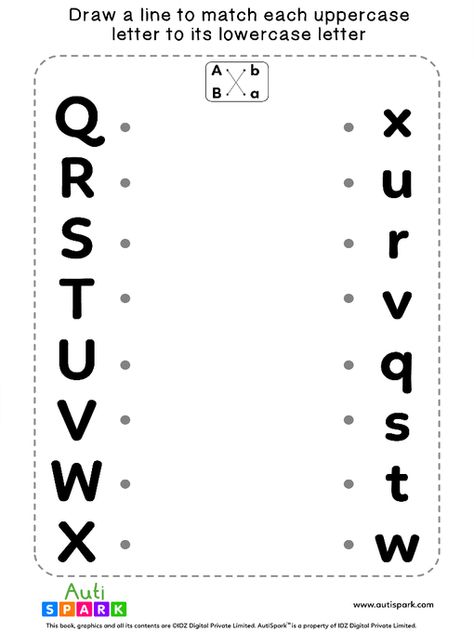 Uppercase and Lowercase Matching Worksheets By - AutiSpark Capital And Small Letters Worksheets, Uppercase And Lowercase Matching, Teach Letter Recognition, Matching Uppercase And Lowercase Letters, Letter Matching Worksheet, Capital And Small Letters, Teaching Letter Recognition, Alphabet Flash Cards Printable, Shape Worksheets For Preschool