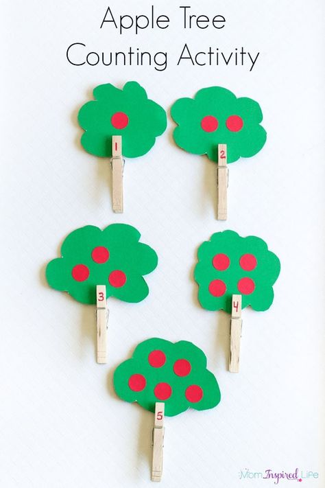 Apple Tree Counting, Apple Tree Activity, Counting Activities For Preschoolers, Tree Activity, Preschool Apple Theme, Apple Lessons, Maluchy Montessori, Apple Preschool, Counting Activity