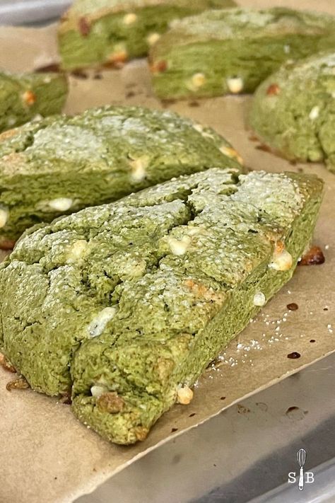 matcha scone recipe Matcha Scones Recipe, Mint Scones, Matcha Scones, White Chocolate Chips Recipes, Classic Scones Recipe, Chocolate Chips Recipe, Scone Recipes, Chocolate Scones, Matcha Tea Powder