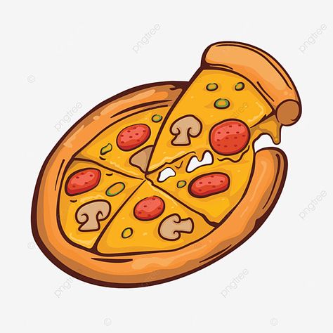 delicious pizza slice cartoon vector illustration Pizza Drawing Easy, Pizza Cartoon Cute, Pizza Animated, Pizza Illustration Drawings, Pizza Images Cartoon, Cartoon Pizza, Pizza Clipart, Pizza Vegetarian, Pizza Illustration