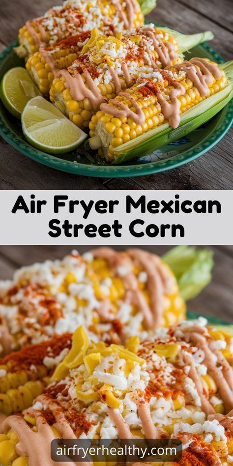 If there’s one side dish that screams summer, it’s Mexican street corn, also known as “Elotes.” The creamy, tangy, and slightly spicy topping paired with charred, juicy corn on the cob is an irresistible combination. When I discovered that I could achieve that perfect, street-style flavor using my air fryer, I knew I had to share this recipe. It’s quick, mess-free, and delivers all the authentic flavors with minimal effort!

Whether you’re hosting a barbecue, planning Taco Tuesday, or simply craving a flavorful side, this Air Fryer Mexican Street Corn is guaranteed to impress. It’s easy to customize to your spice tolerance and tastes just as delicious as what you’d find from a vendor on the streets of Mexico. Let’s dive in! Air Fryer Mexican Street Corn, Air Fryer Mexican, Recipe Ingredients List, Air Fryer Vegetables, Mexican Street Corn, Mexican Cheese, Asian Chicken, Street Corn, Mexican Street