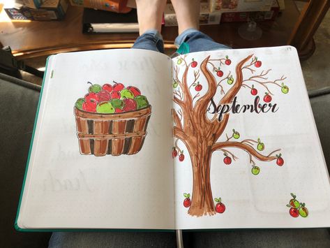 Bullet Journal:  Hello September Bullet Journal Set Up, Journal Set, Hello September, Apple Theme, Apple Tree, Journal Ideas, Bullet Journal