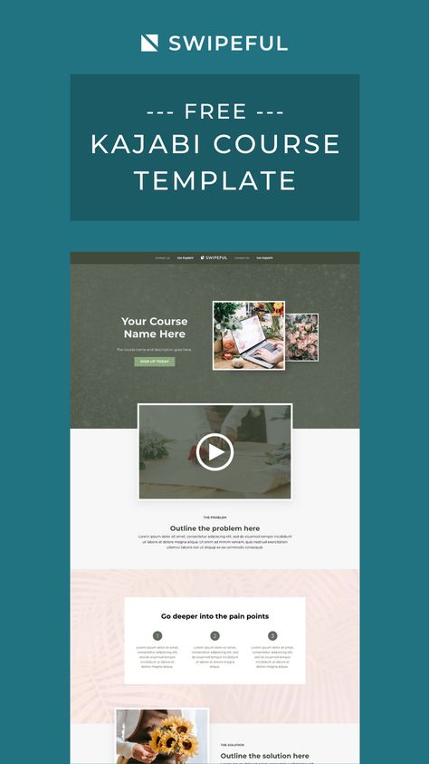 Download this free designer Kajabi course sales page template today! #kajabi Course Template, Sales Page Template, Sales Page, Your Own Business, Templates Downloads, Own Business, Page Template, Training Video, Sign I