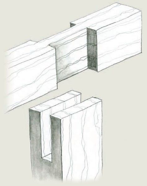 11 Mortise and Tenon Variations - FineWoodworking Wood Joinery Detail, Timber Frame Construction Detail, Wood Joining, Construction Details Architecture, Architecture Design Process, Timber Frame Building, Japanese Joinery, Carpentry And Joinery, Woodworking Shop Plans