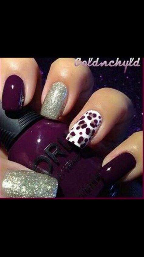 #fallnails Nail Cheetah, Nails Print, Dark Purple Nails, Cheetah Nail Designs, Cheetah Nails, Hacks Beauty, Leopard Print Nails, Purple Nail Designs, Leopard Nails