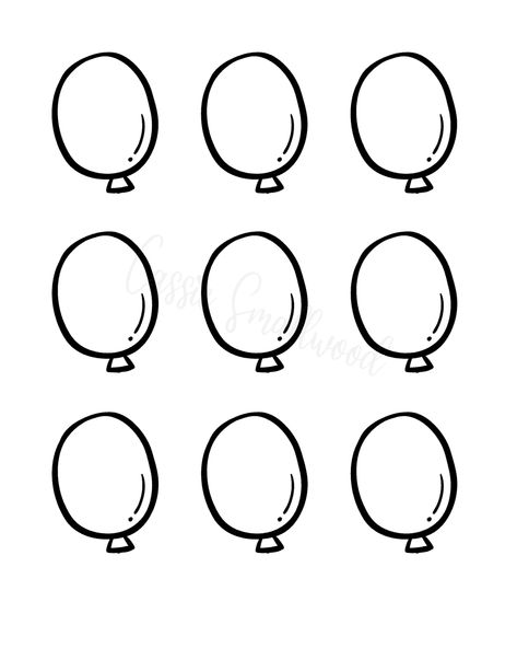 13 Cute Balloon Templates (Free Printable) - Cassie Smallwood Balloon Stencil, Patterns Black And White, Christmas Ornament Template, Balloon Template, Turkey Disguise, Ornament Template, Mini Balloons, Large Balloons, Clipart Black And White