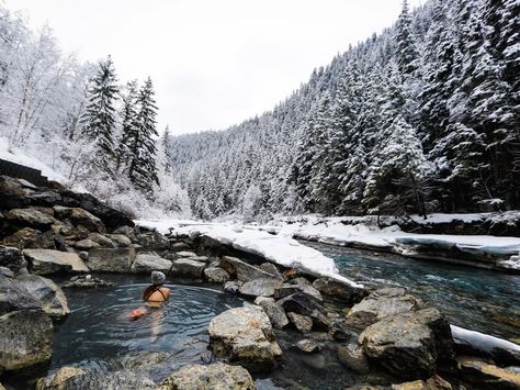 Incredible Hot Springs in Canada and Where to Stay Nearby  | Oyster.com British Columbia Winter, Vancouver Christmas Market, Outdoor Skating Rink, Hatley Castle, Outdoor Skating, Spa Getaways, Whistler Blackcomb, Spring Snow, Vancouver Travel