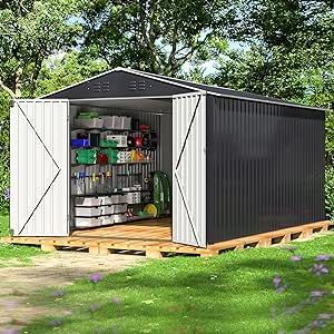 Black Shed, Backyard Garden Patio, Outdoor Storage Solutions, Outdoor Storage Shed, Metal Storage Sheds, Lawn Tools, Pinterest App, Amazon Top, Metal Shed