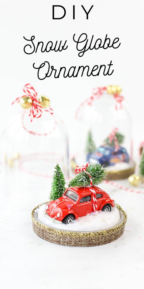 Globe Ornaments Diy, Snow Globe Ornaments Diy, Hot Wheels Crafts, Crafts Made With Toilet Paper Rolls, Diy Snow Globe Ornaments, Car Ornaments Diy, Waterless Snow Globe Diy, Advent Themes, Hot Wheels Diy