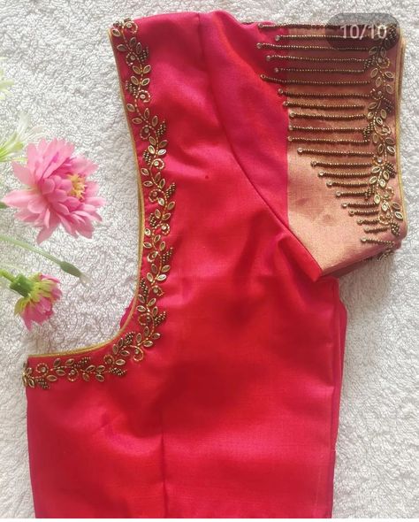 Pink Colour Aari Blouse Designs, Plain Blouse Work Designs, Aari Blouse Designs Latest Wedding, Short Hand Aari Work Blouse Design, Latest Simple Aari Thread Work Blouse Designs, Paithani Blouse Work Designs, Half Hands Blouse Designs, Latest Simple Aari Work Blouse Designs, Patch Work Blouse Designs