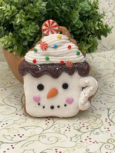 SweetTreatsFakery - Etsy Snowman Cup, Snowman Cups, Clay Snowman, Cup Cookie, Santa Mail, Fake Bakes, Gingerbread Crafts, Fake Bake, Tiered Trays