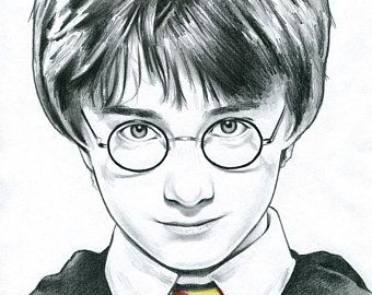 Harry Potter Color Caricature Cartoon From Photo Etsy - Harry Potter Cartoon Drawing A Pencil, Pencil Drawing, Harry Potter, I Hope, Sketch, Pencil, Deviantart, Drawings, Art