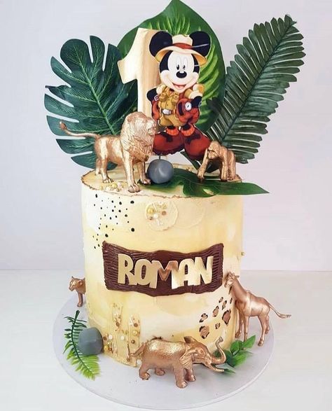 Mickey Safari Birthday Cake, Mickey Mouse Safari Birthday Cake, Minnie Mouse Safari Cake, Mickey Mouse Safari Cake, Mickey Safari Cake, Mickey Mouse Birthday Theme, Safari Cookies, Safari Cake, 1st Birthday Party Favors