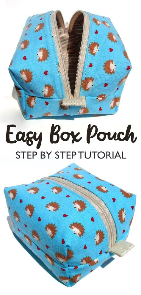 Box Bag Pouch Tutorial Box Zipper Pouch Tutorial, Box Zipper Pouch Tutorial Free Pattern, Zippered Box Pouch Tutorial Free Pattern, Box Bag Pattern, Makeup Pouch Diy, Makeup Bag Pattern, Box Bag Tutorial, Cosmetic Bag Pattern, Diy Makeup Bag