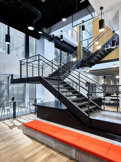 Staircase Office Design, Stairs Interior Design, Stairs Office, Office Stairs, Commercial Stairs, Stairs Interior, Steel Staircase, Factory Architecture, Steel Stairs