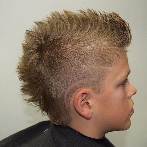 Faded Mohawk Boys Haircut Short, Types Of Mohawks, Faux Hawk Mullet Boys, Burst Fade Mohawk Boys, Kid Faux Hawk, Faux Hawk Hairstyles Boys, Fade Mohawk Kids, Euro Hawk Haircut Boys, Boys Mowhak Hairstyle