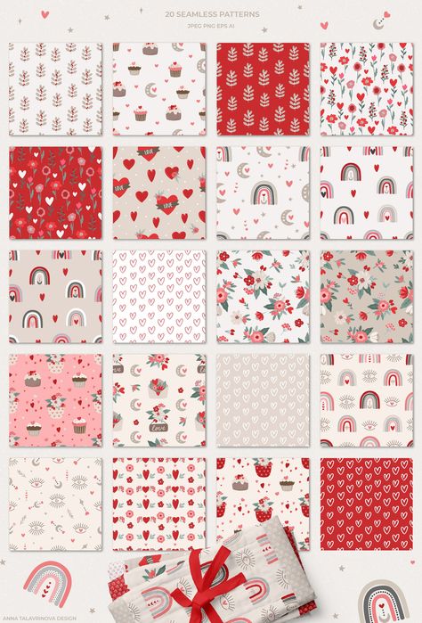 Valentines Day Pattern Design, Valentine Trends 2024, Valentine’s Day Pattern, Boho Valentines Day, Pattern Photoshop, Valentines Day Pattern, Valentine Graphic, Valentine Pattern, Boho Valentine