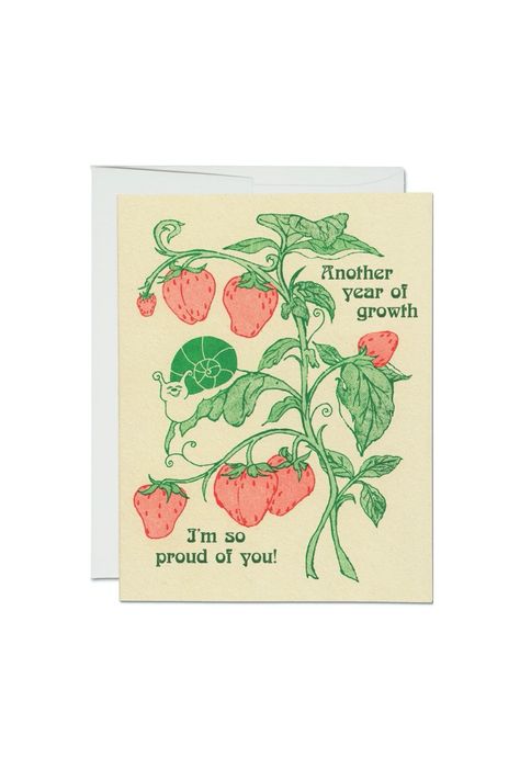 Another Year Of Growth Card — Prism Boutique Year Of Growth, Stationery Brands, Card Inspo, Cake Card, Cover Paper, Red Cap, Foil Stamping, Gift Card Shop, Birthday Greetings