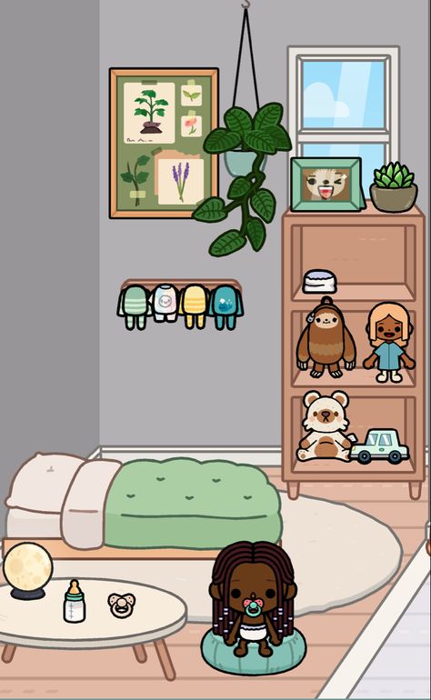 Toca Boca Bedroom Ideas Free, Toca Boca My Room Pack, Adorable Homes Game Nursery, Toca Boca Bug Family Home, Bonsai House Toca, Miga World Room Ideas, Home Lunch Ideas, Parents Bedroom, Free House Design