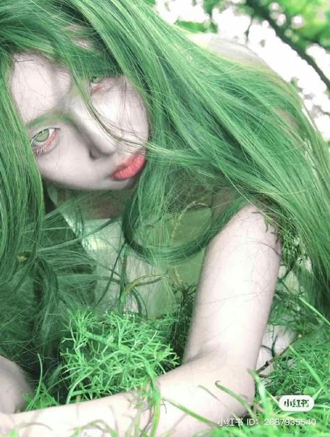 Green Hair Photoshoot, Fairy Concept, Kpop Green, Hair Photoshoot, Medium Long Haircuts, Avatar Girl, Mint Hair, Fairy Tail Girls, Hair Icon