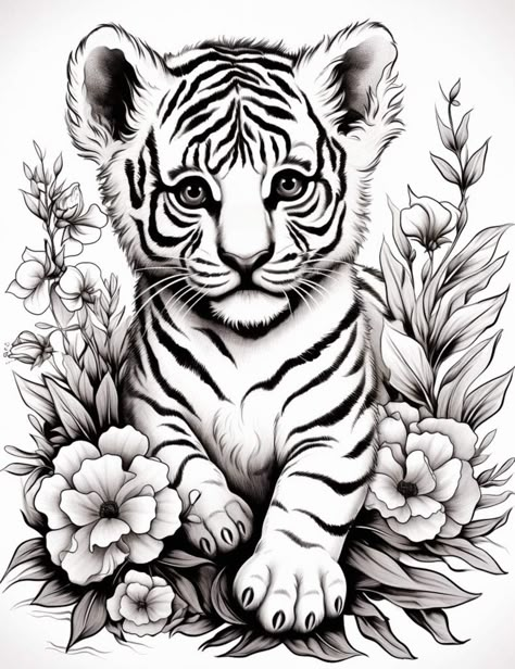 Tiger Wood Art, Cartoon Tiger Tattoo, Scratchboard Animals, Arlo Tattoo, Half Face Drawing, Scratchboard Drawings, Stitch Coloring Pages, Cartoon Tiger, People Coloring Pages