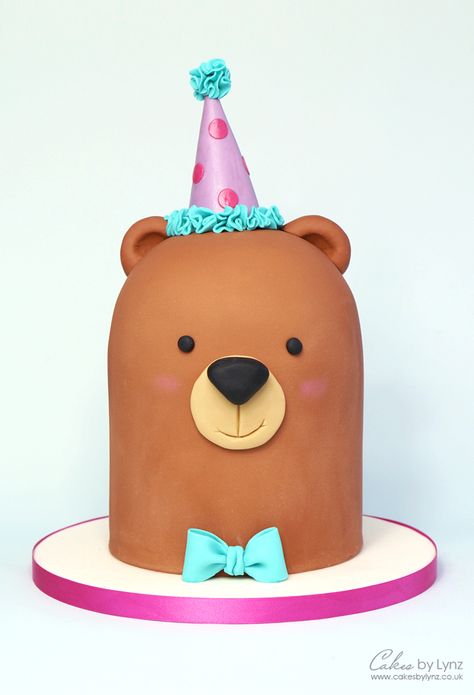 Bear Cake Tutorial, Happy Birthday Torte, Bolo Panda, Animal Birthday Cakes, Birthday Bear, Teddy Bear Cakes, Bear Cake, Animal Cakes, Animal Cake